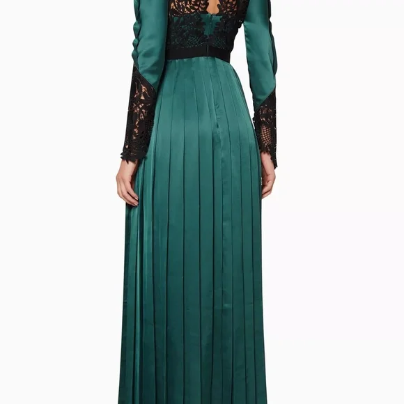 Self-Portrait Teal and Black Long Sleeve Dress - Picture 2 of 7